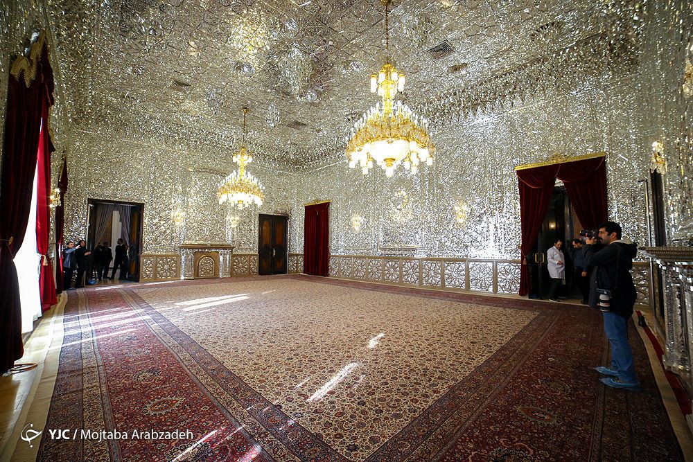 Mirrorwork covering the walls and ceiling of the Hall of Mirrors at Marble Palace in Tehran